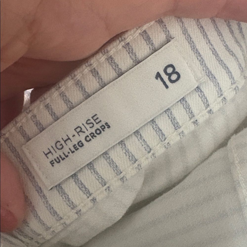 J. Jill Denim High Rise Full Leg Crops Distressed Raw Hem Striped Sz 18 - Picture 7 of 8